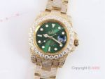 Gold Rolex Submariner Clone Green Dial Diamond Watch 11610